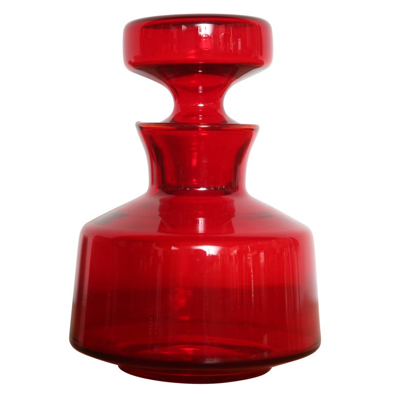 Ruby Red Modernist glass bottle