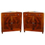 Pair of Art Deco Corner Cabinets