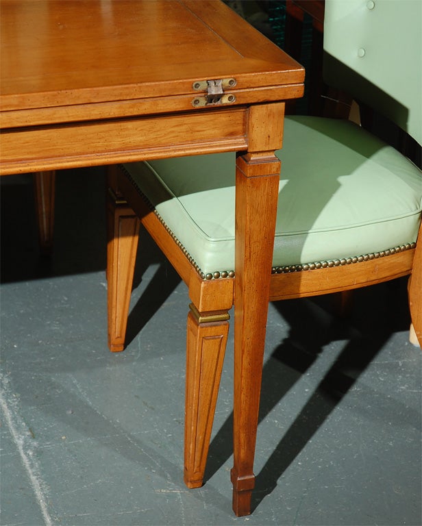 American C. 1940-50 Extension Table and Four Upholstered Chairs