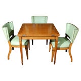 C. 1940-50 Extension Table and Four Upholstered Chairs