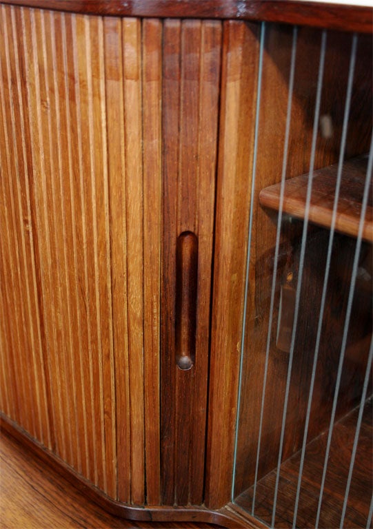 Rosewood Tambour Wall Mounted Vitrine / Bar
