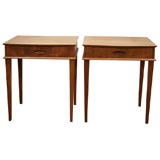 Pair of Teak Night Stands with Diamond Shaped Pulls