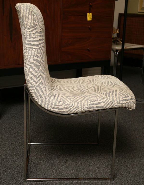 Four Milo Baughman Scoop Dining Chairs Chrome