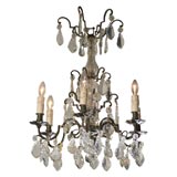 19th Century French Chrystal and Iron Chandelier