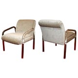 Lucite and Velvet Lounge Chairs by Leon Frost