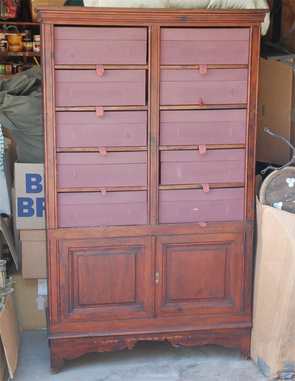Itralian rustic file cabinet  with 10 individuals files plus storage cupboard at the bottom