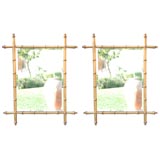 Pair of faux-bamboo mirrors