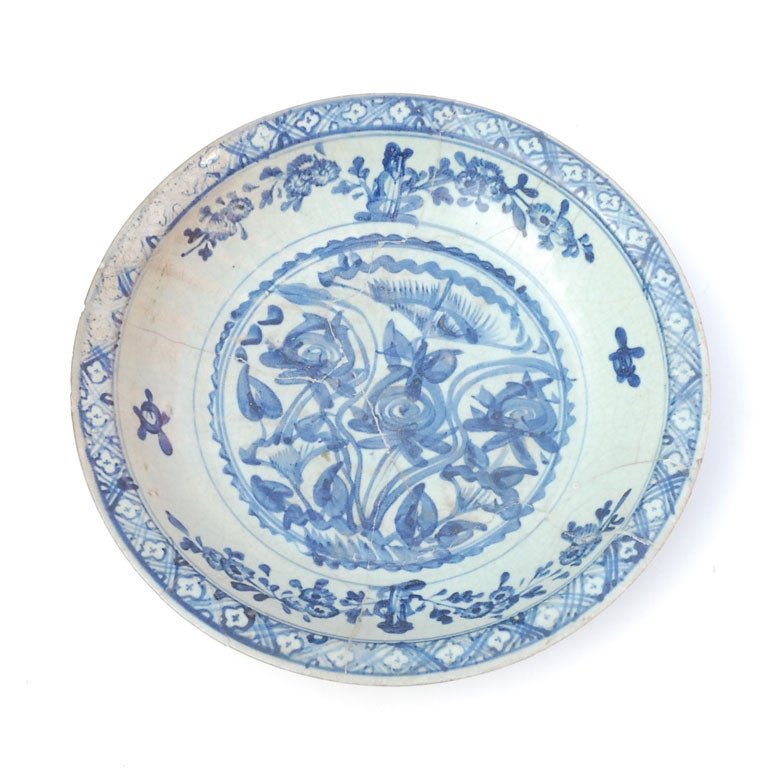 Blue and white  antique charger