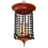 Hanging Beaded Red Tole Fixture
