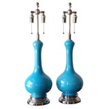 Pair of Turquois Ceramic Table Lamps