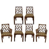 Six Tortoiseshell lacquer Chinese Chippendale dining chairs