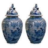 A Pair of Large-Scale Dutch Delft Vases