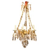 Antique A Bronze and Rock Crystal 5 light Chandelier