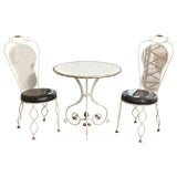 Used Cast Iron and Brass Bistro Table and Chairs