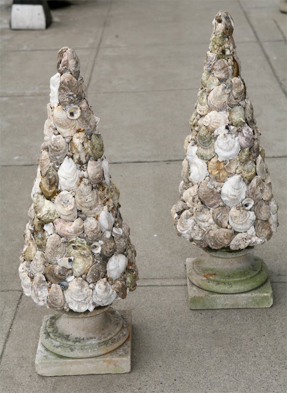 Pair of Shell and Limestone Topiary