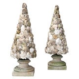 Pair of Shell and Limestone Topiary