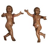 Pair of Italian Carved Wood Putti