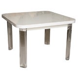 Mid Century Lucite and White Plexi Extension Game Table