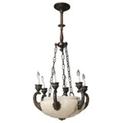 French Bronze and Alabaster Chandelier 8
