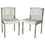 Pair of Lucite and Chrome Chairs