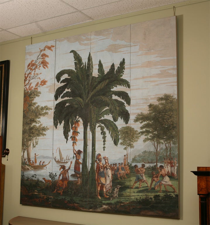 Block-printed partial scene wall paper by French maufacturer, Dufour. Design by Jean Gabriel Charvet.<br />
For more information please visit: http://www.nga.au/conservation/paper/lessauv.cfm
