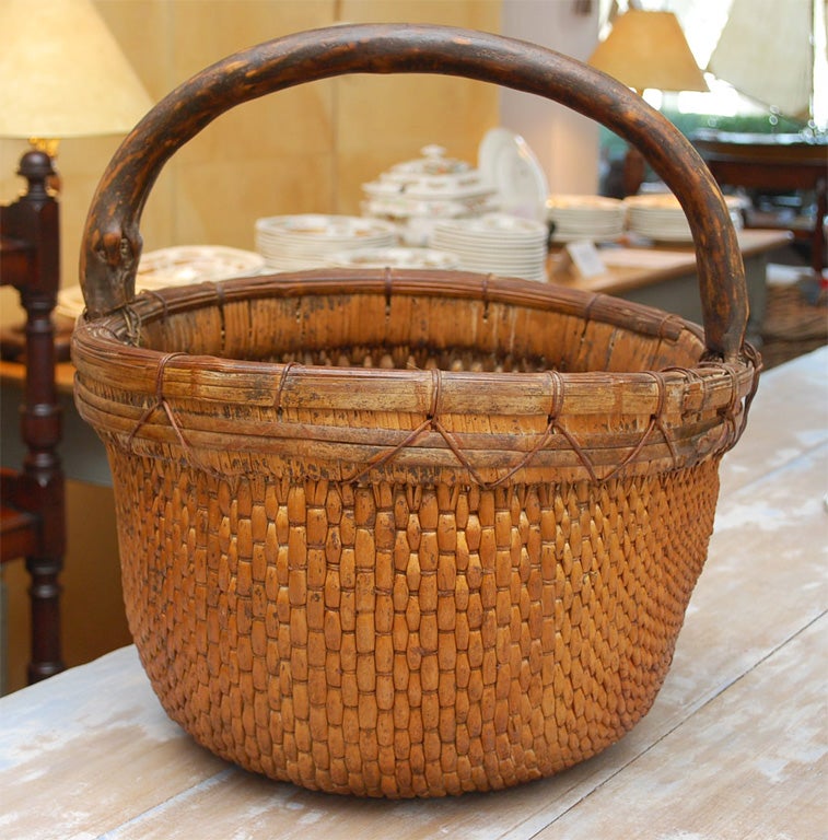 1940's Chinese Wicker Apple Basket