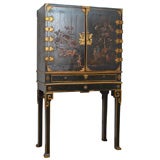 19th Century English Chinoiserie Lacquer Cabinet on Stand