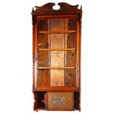 Antique C. 1820 English Handmade Dark Oak and Copper Wall Cabinet