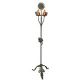 Antique Hand Wrought Bronze Sun Flower Floor Lamp