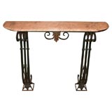 Iron Art Deco Console with Marble Top
