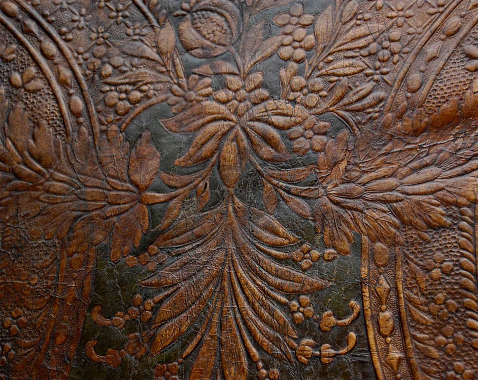 18th C. Leather Screen For Sale 2