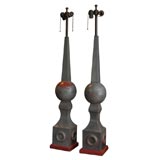 Antique French Zinc Finial Lamps