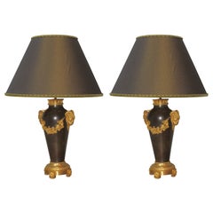 A Pair of Thiébaut Frères Bronze Vases Mounted as Lamps