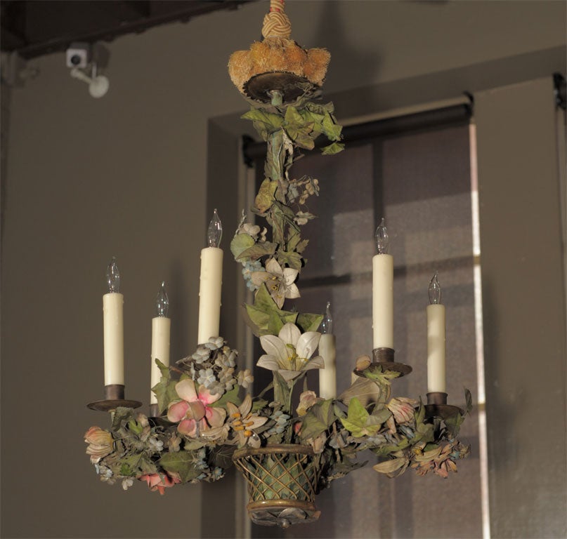 A Fanciful Pair of French Tôle Chandeliers