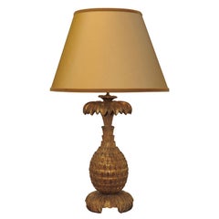 A Voluptuous 1950’s Carved Bois Doré Pineapple Lamp