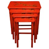 Japanese Red Lacquer Nest of Tables