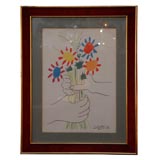 Vintage PABLO PICASSO "bouquet de fleur" color lithograph