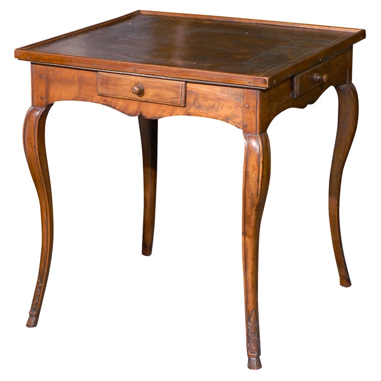 Antique Game Table with Leather Top For Sale