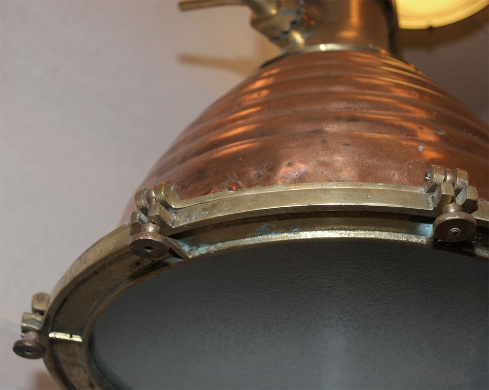 Copper and Brass Ship's Light In Excellent Condition In New York, NY