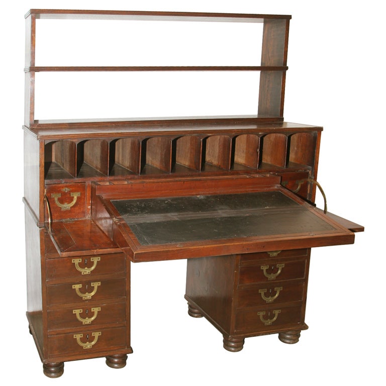 CAMPAIGN DESK WITH BOOKCASE