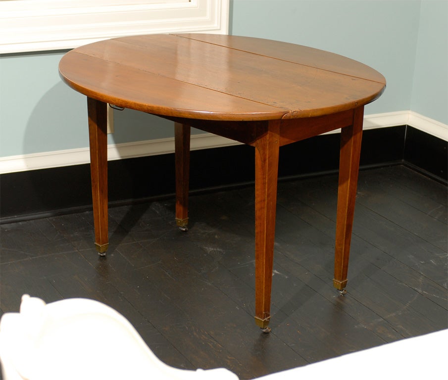 Late 18th Century Directoire Period Cherry, Drop Leaf Table For Sale 1