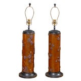 Antique Pair of 19th Century English Printer Rolls as Lamps