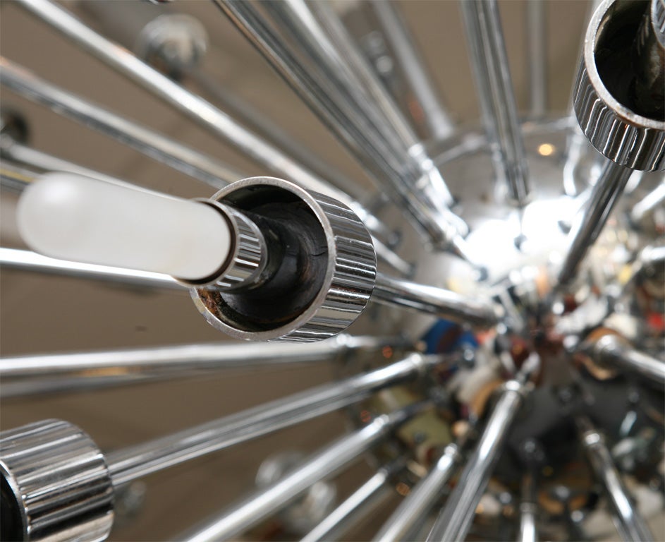 Chrome Monumental 75 Arm Sputnik Starburst Chandelier