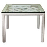 White Lacquered Faux Cane Breakfast Dining Table
