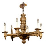 1940s French Gilt wood Chandelier