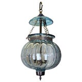 light acqua pumpkin belljar with brass knob