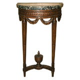 French Demi Lune  Wood Console with marble top