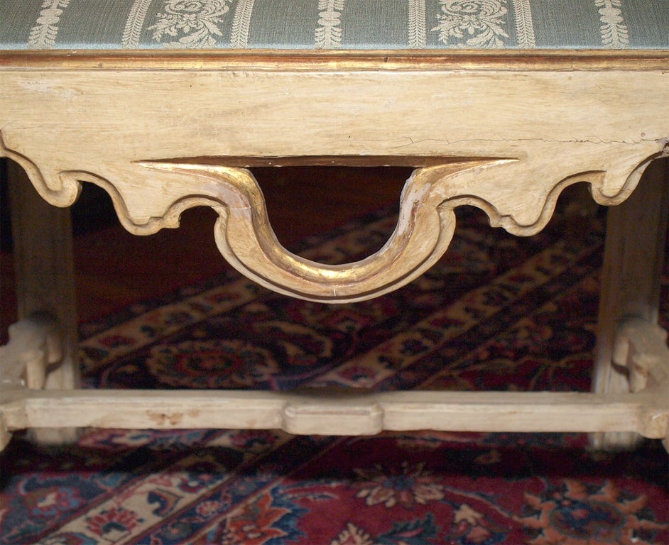 Wood VENETAIN PAINTED AND PARCEL GILT HALL BENCH