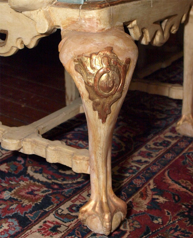 VENETAIN PAINTED AND PARCEL GILT HALL BENCH 3