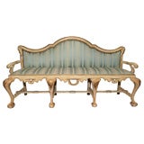 Vintage VENETAIN PAINTED AND PARCEL GILT HALL BENCH